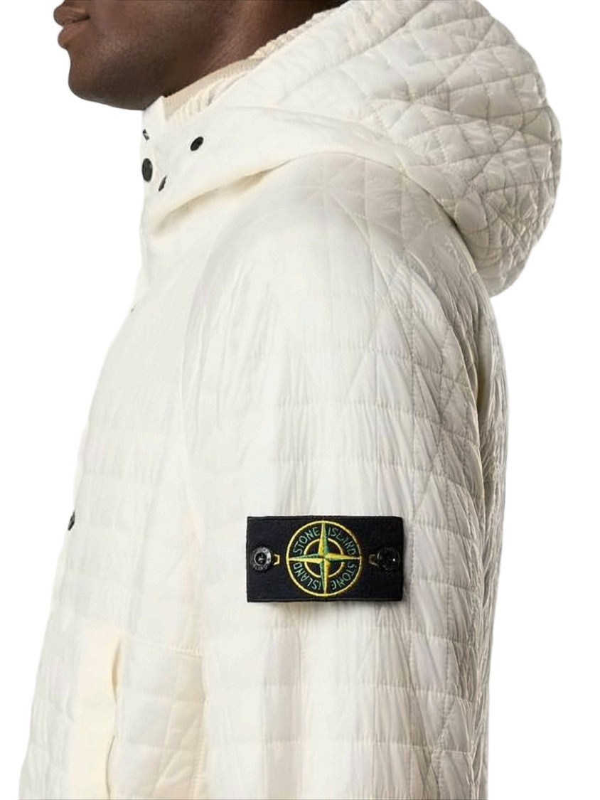Stone Island Textured White Quilted Jacket