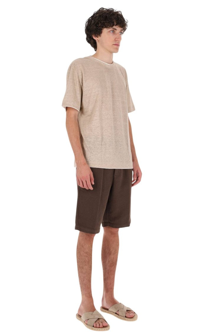 Eleventy High Neck Linen Jersey T-Shirt