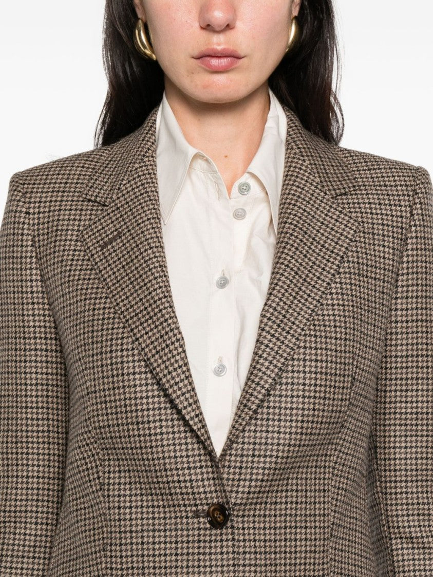Tagliatore Houndstooth Patterned Brown Tailored Jacket