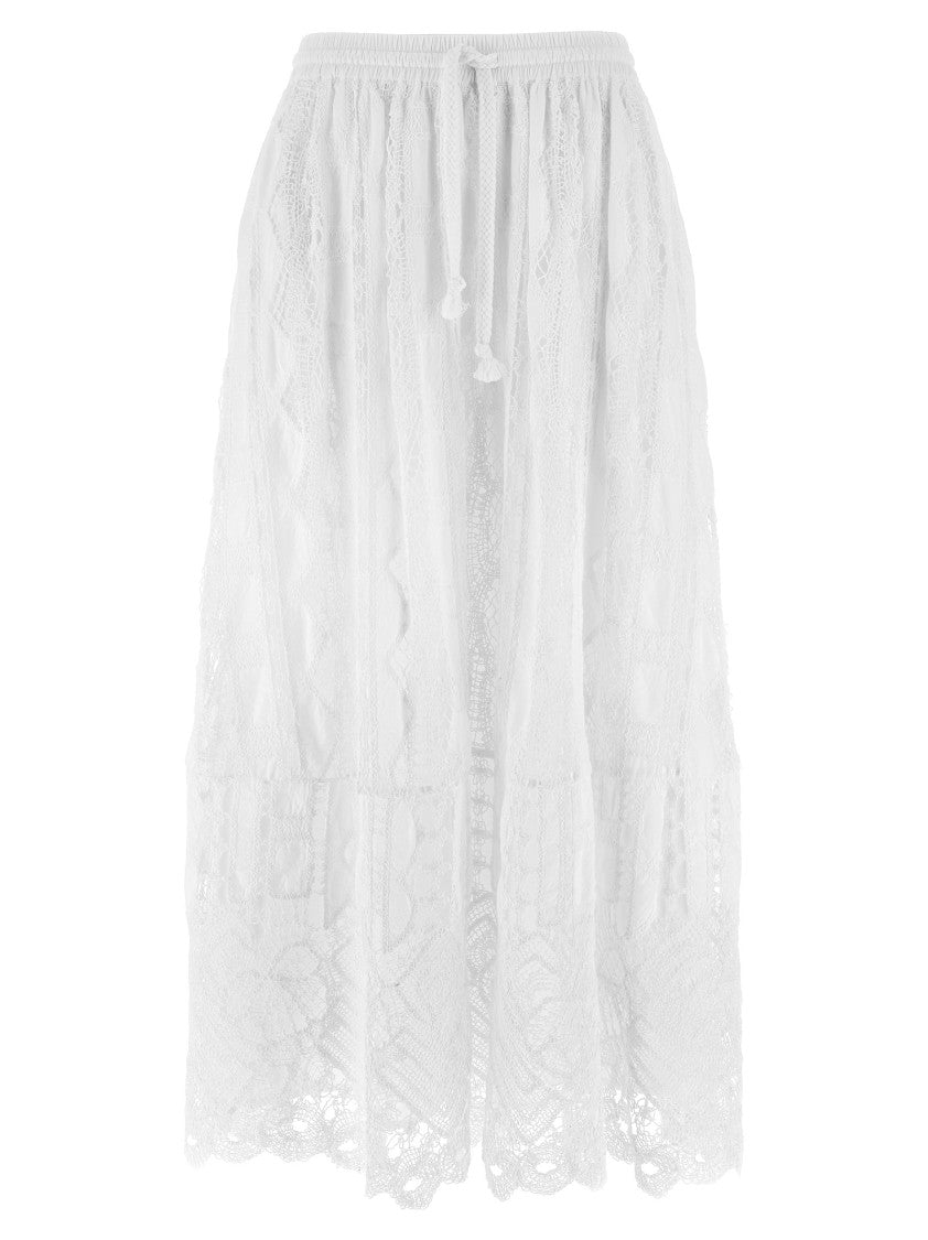 Pinko Long Sangallo Skirt With Macramé Pattern