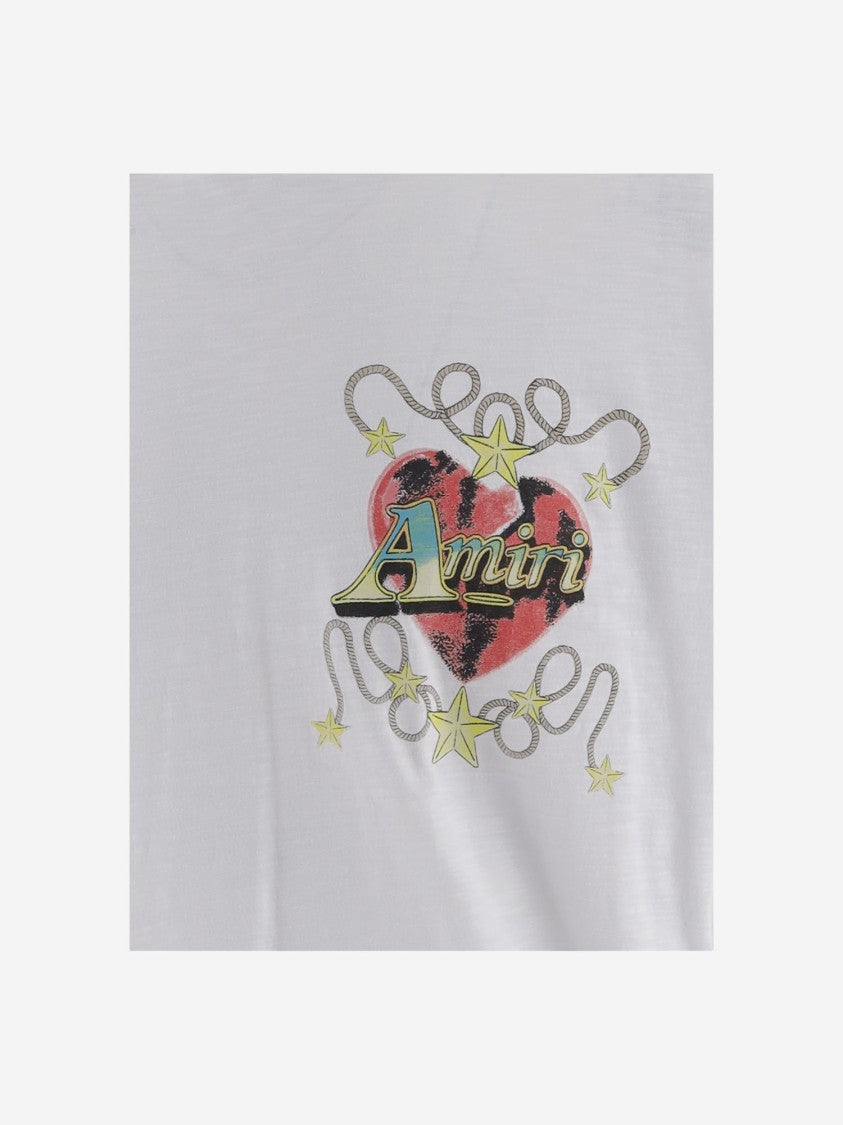 Amiri White Logo Printed Cotton T-Shirt