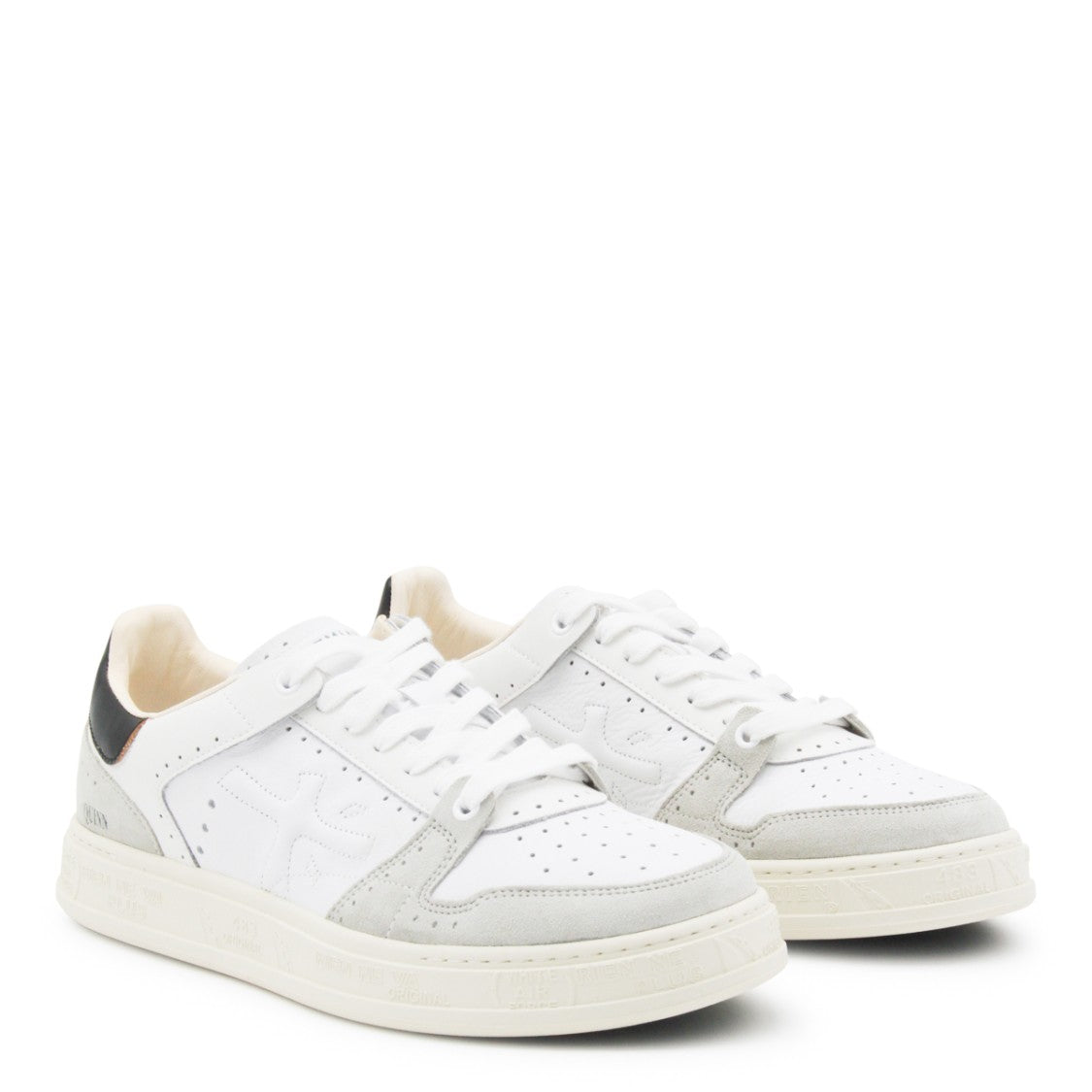Premiata White And Grey Leather Quinn Sneakers