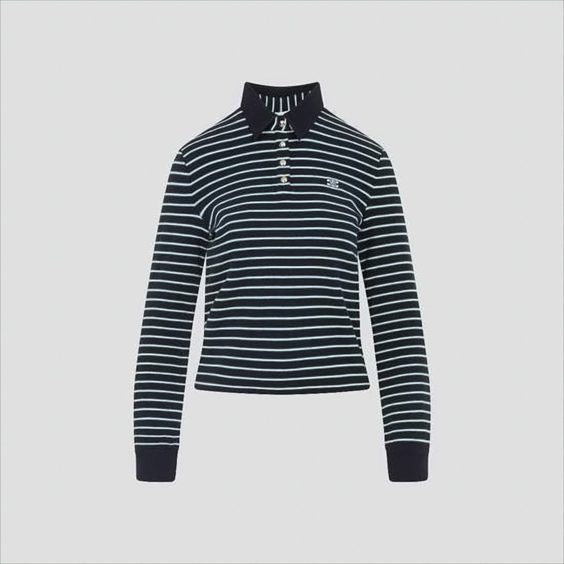 Celine Long-Sleeved Striped Polo Shirt With Ribbed Collar