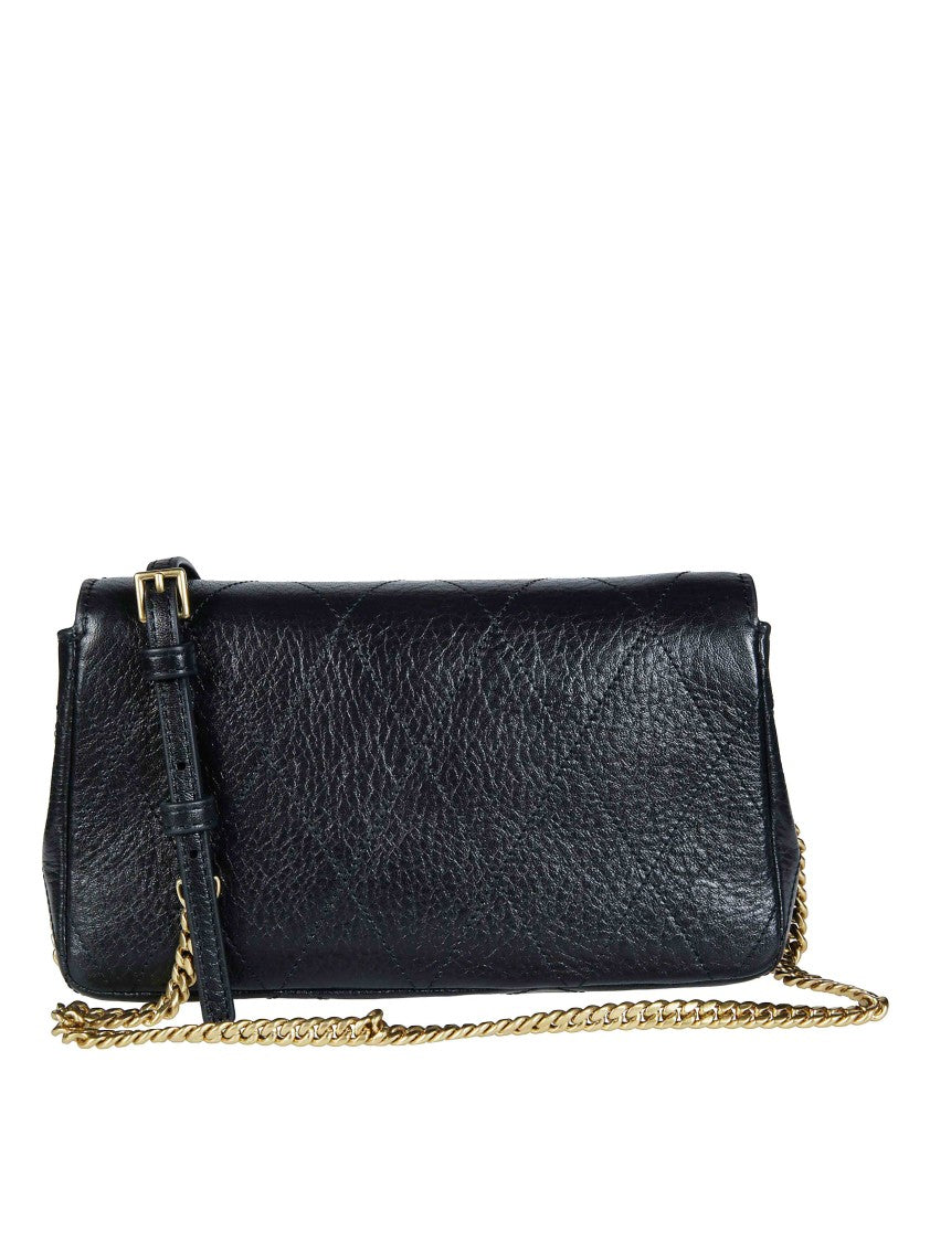 Tory Burch Charlie Quilted Pebbled Leather Chain Wallet