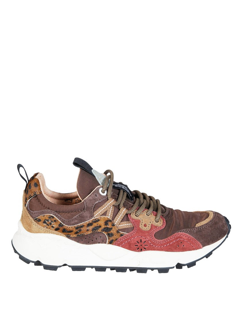 Flower Mountain Yamano 3 Suede-Blend Layered Leopard Accent Sneakers