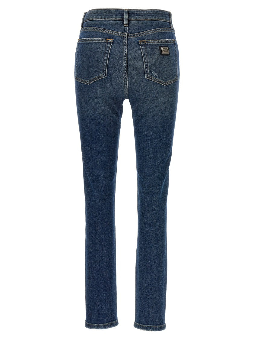 Dolce & Gabbana Slim-Fit 5-Pocket Jeans With High Waist