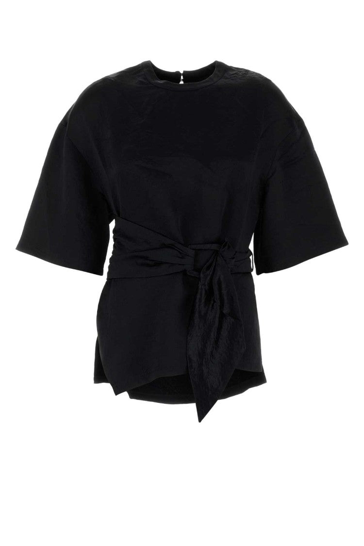 Nanushka Black Satin Besia T-Shirt