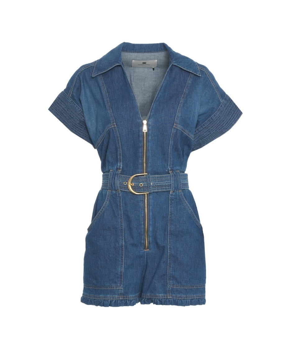 Elisabetta Franchi Denim Short Jumpsuit