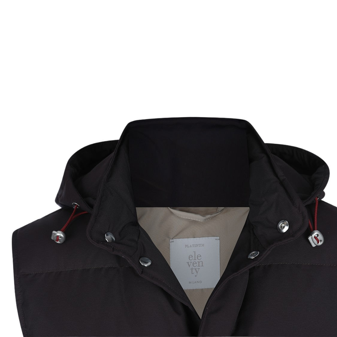 Eleventy Sleeveless Padded Vest With High Collar And Adjustable Hood