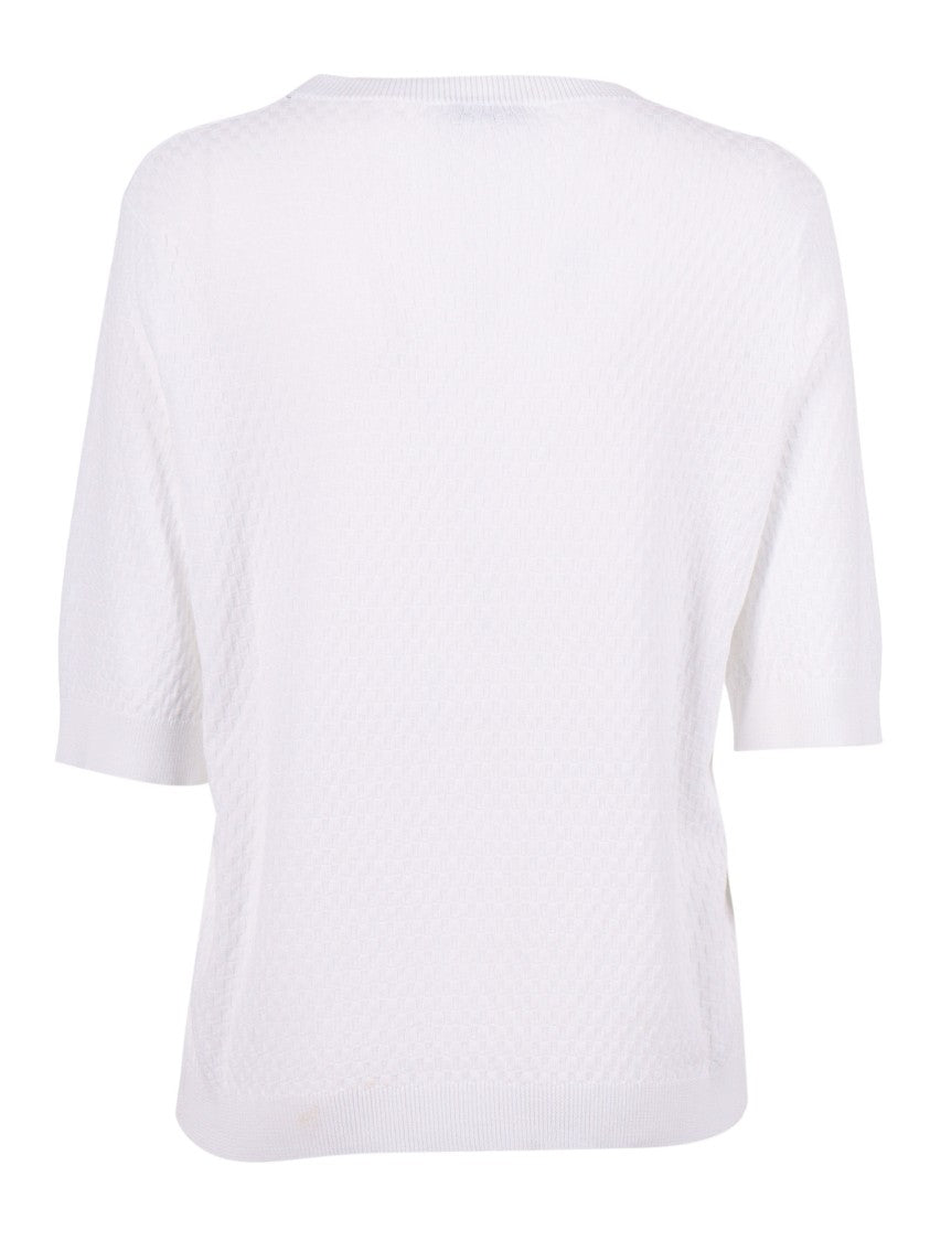 Kangra Cashmere Short Sleeve Micro Check Top