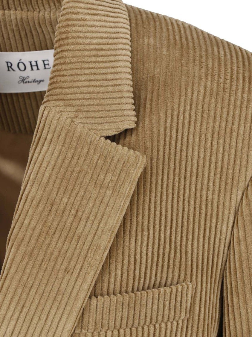 Róhe Beige Peak Lapel Single-Button Corduroy Blazer