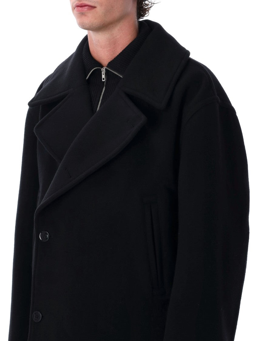 Lemaire Boxy Peacoat In Double-Faced Wool