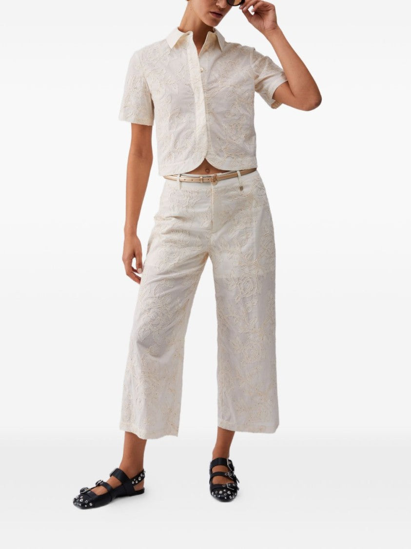 Liu Jo Beige Embroidered Sequin Trousers