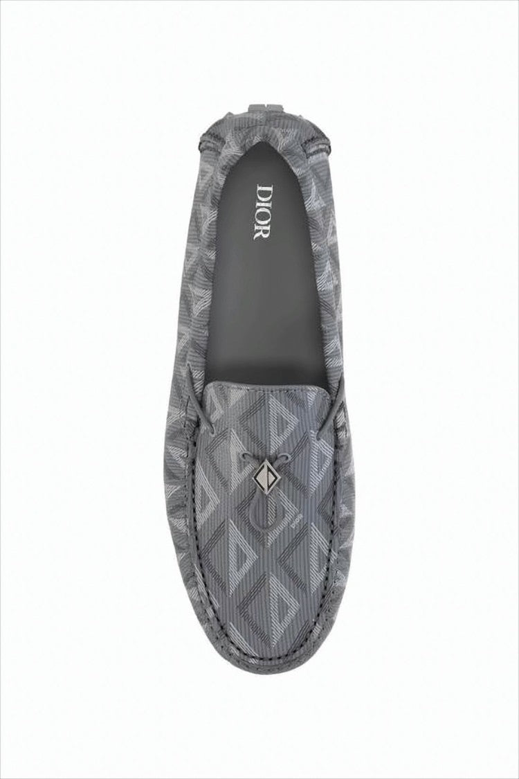 Christian Dior Textured Grey Loafers With Geometric Pattern By Christian Dior