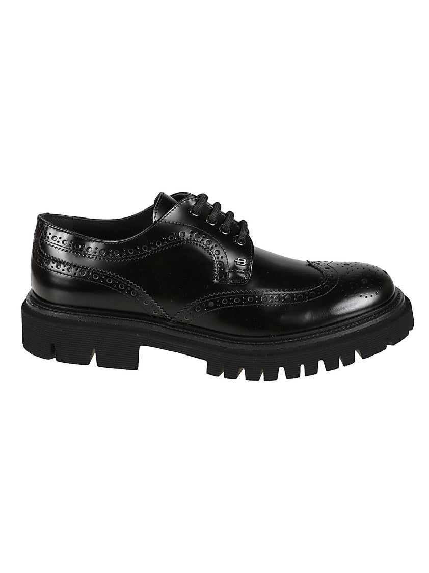 Baldinini Polished Calf Leather Brogue Derby Shoes