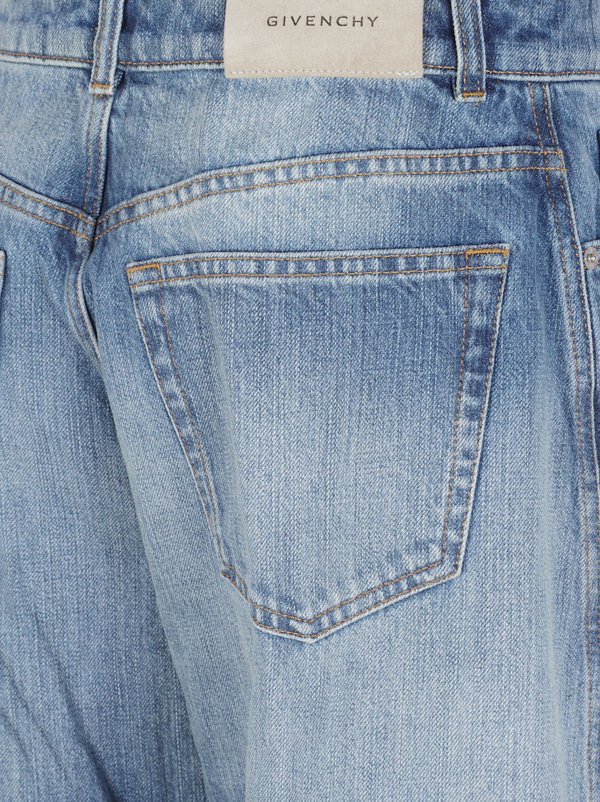 Givenchy Medium-Wash Blue Denim Jeans With High Waist And Wide Leg Silhouette