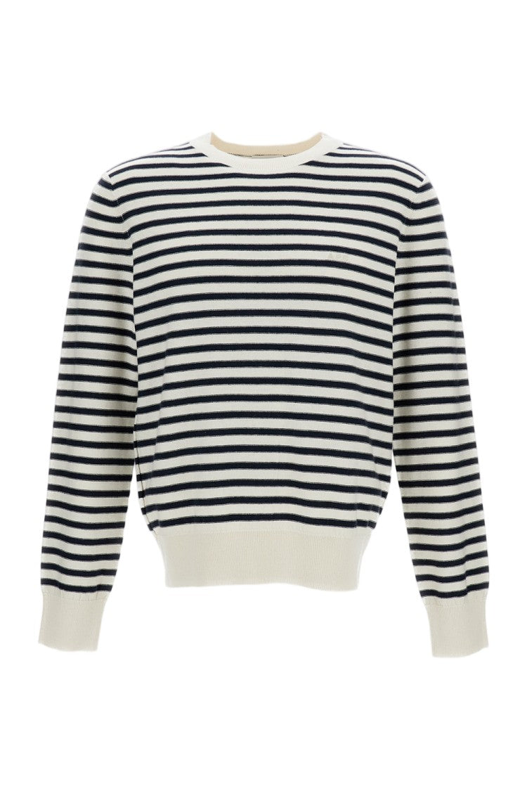 A.P.C. Blue And White Striped Cotton-Blend Sweater With Ribbed Detailing