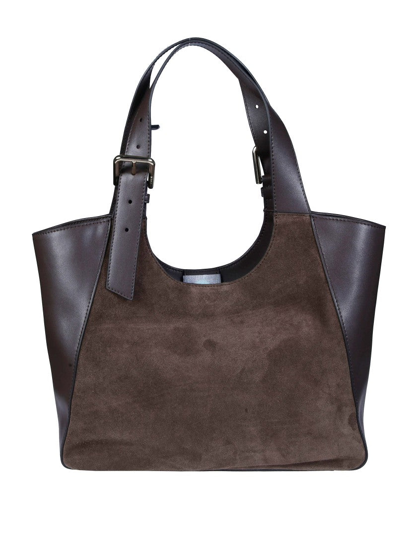 Furla Dora M Suede Leather Panel Tote Bag