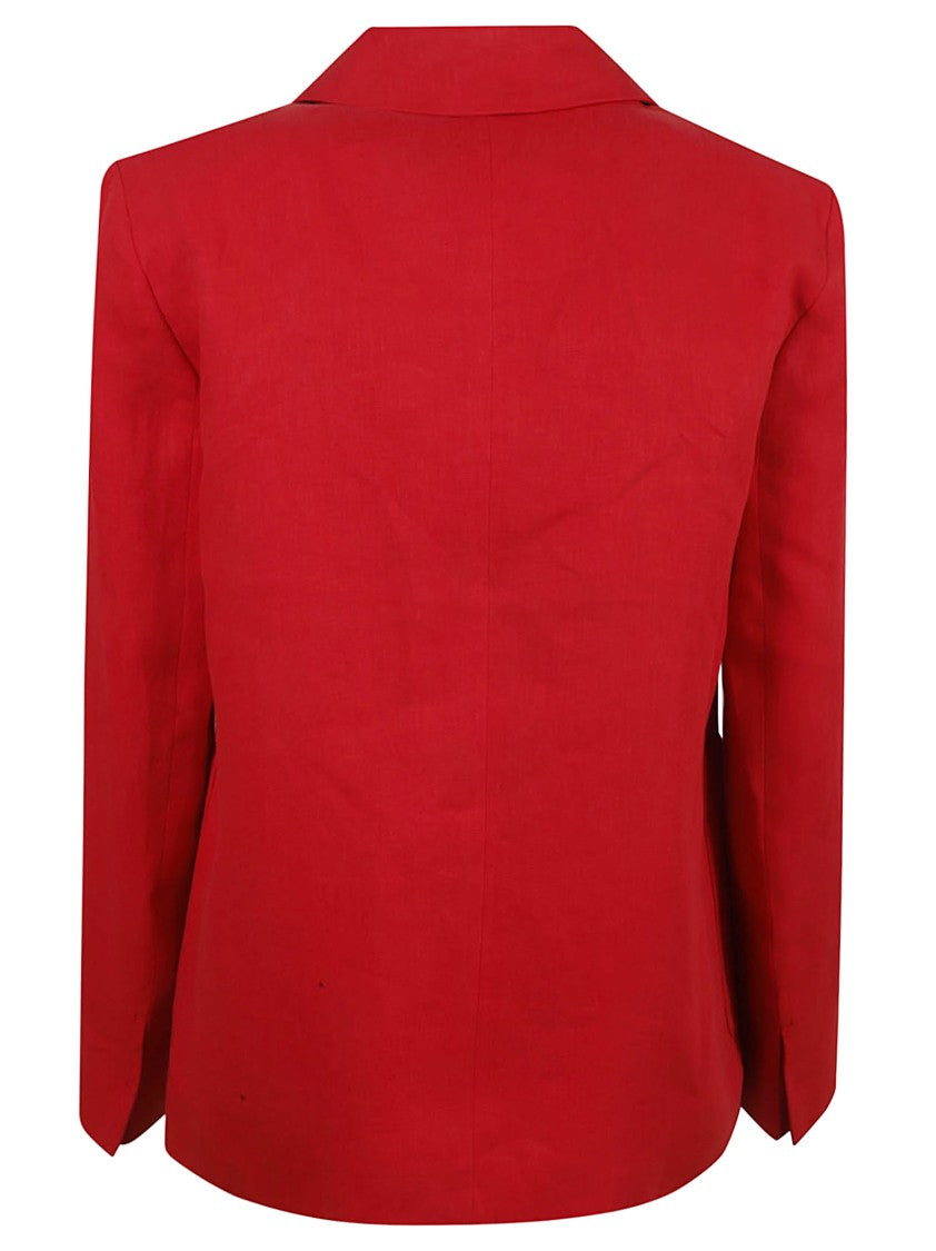 Max Mara Tailored Red Flax Linen Jacket