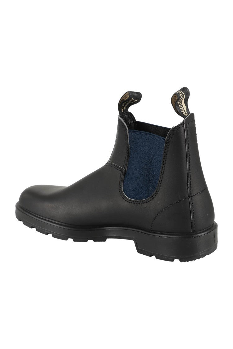 Blundstone Black Leather Boot With Blue Elastic Side Panels