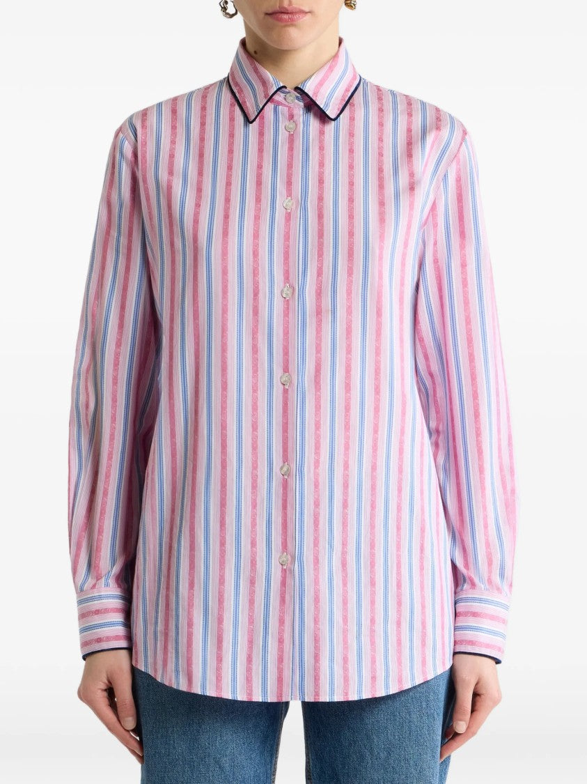 Etro Vertical Striped Relaxed Fit Shirt With Pointed Collar