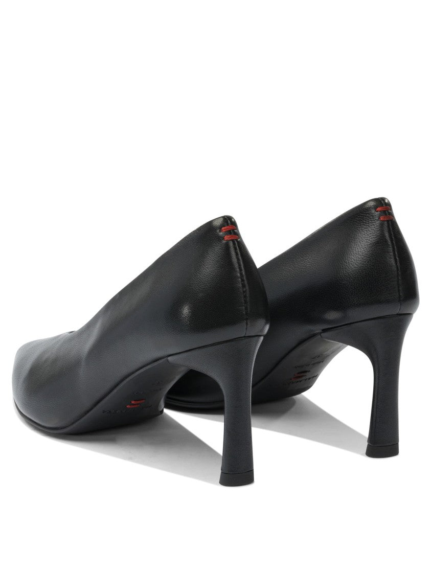 Halmanera Pointed Toe Heeled Shoes In Polished Calf Leather