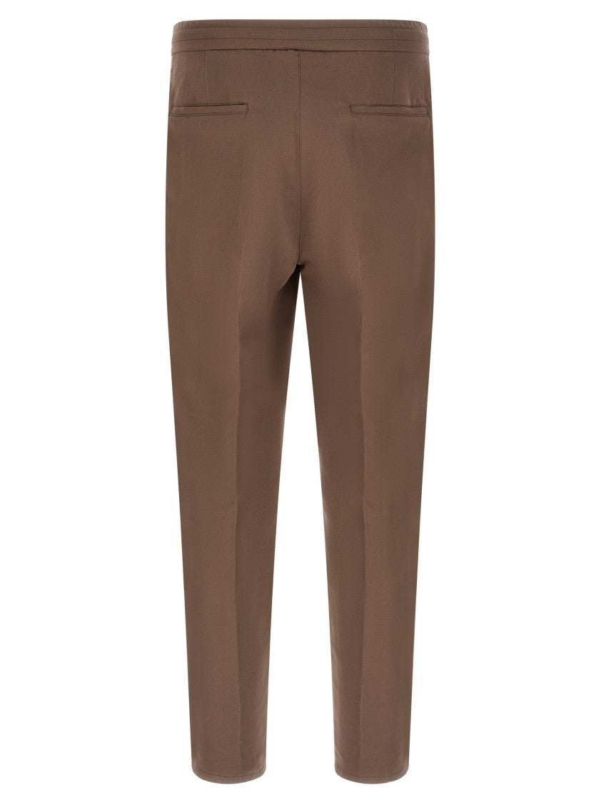 Brunello Cucinelli Brown Linen And Cotton Blend Trousers