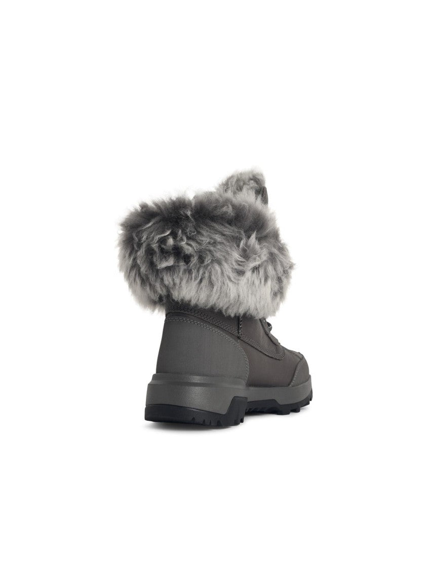 Ugg Charcoal Leather Boots With Sheepskin Lining