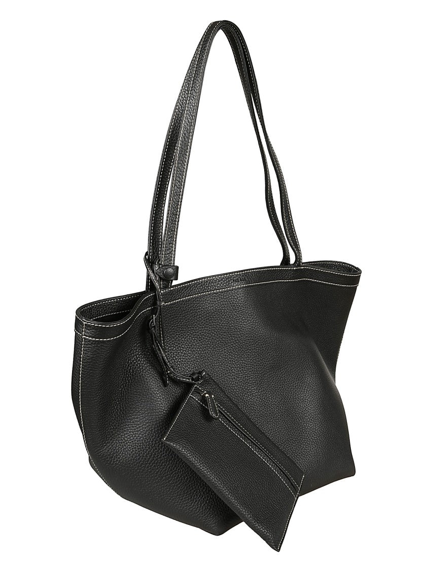 The Row Spacious Tote Bag With Pebbled Texture And Detachable Pouch