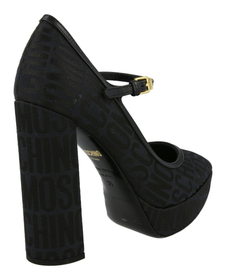 Moschino Logo Jacquard Mary Jane Pumps