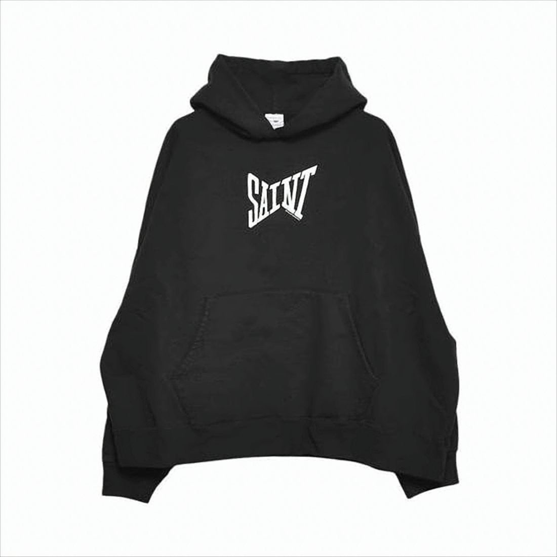 Saint Mxxxxxx Relaxed Fit Black Hoodie With Bold Graphic Logo