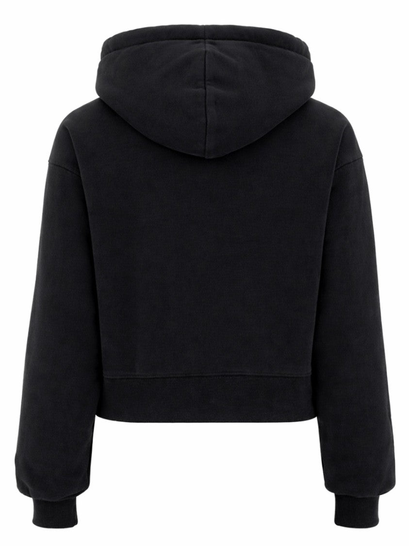 Jacquemus Grosgrain Black Cropped Minimalist Hoodie