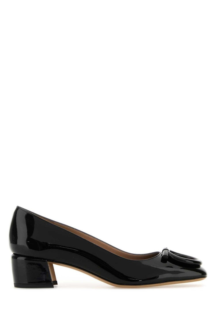 Salvatore Ferragamo Black Leather Mara Pumps