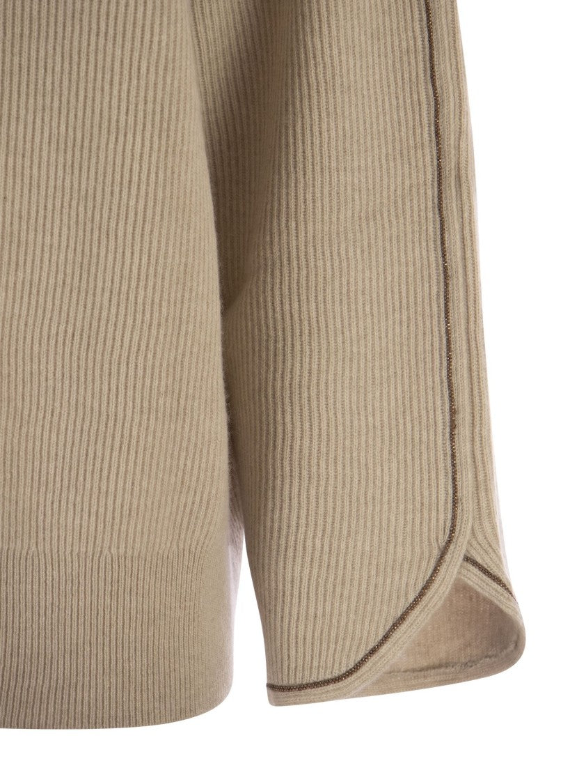 Brunello Cucinelli Cashmere Crew-Neck Sweater With Monile Accents