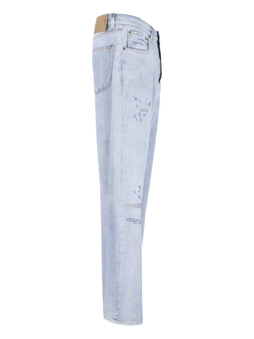 Mm6 By Maison Margiela Light Blue Distressed Straight-Leg Jeans