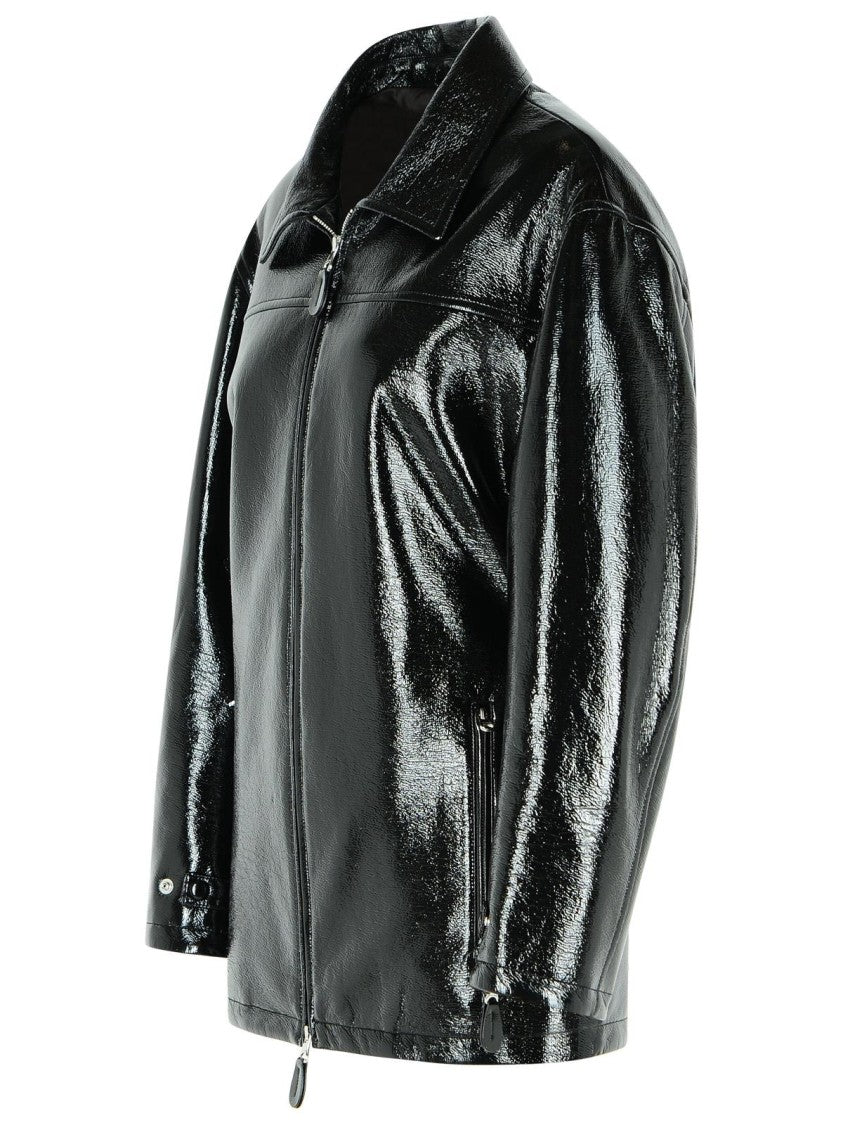 Courrèges Vinyl' Black Cotton Blend Jacket