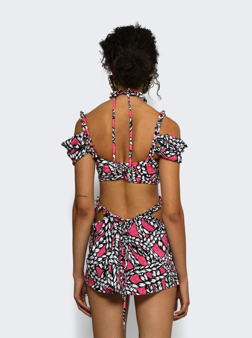 Area Rope Printed Cut-Out Mini Dress