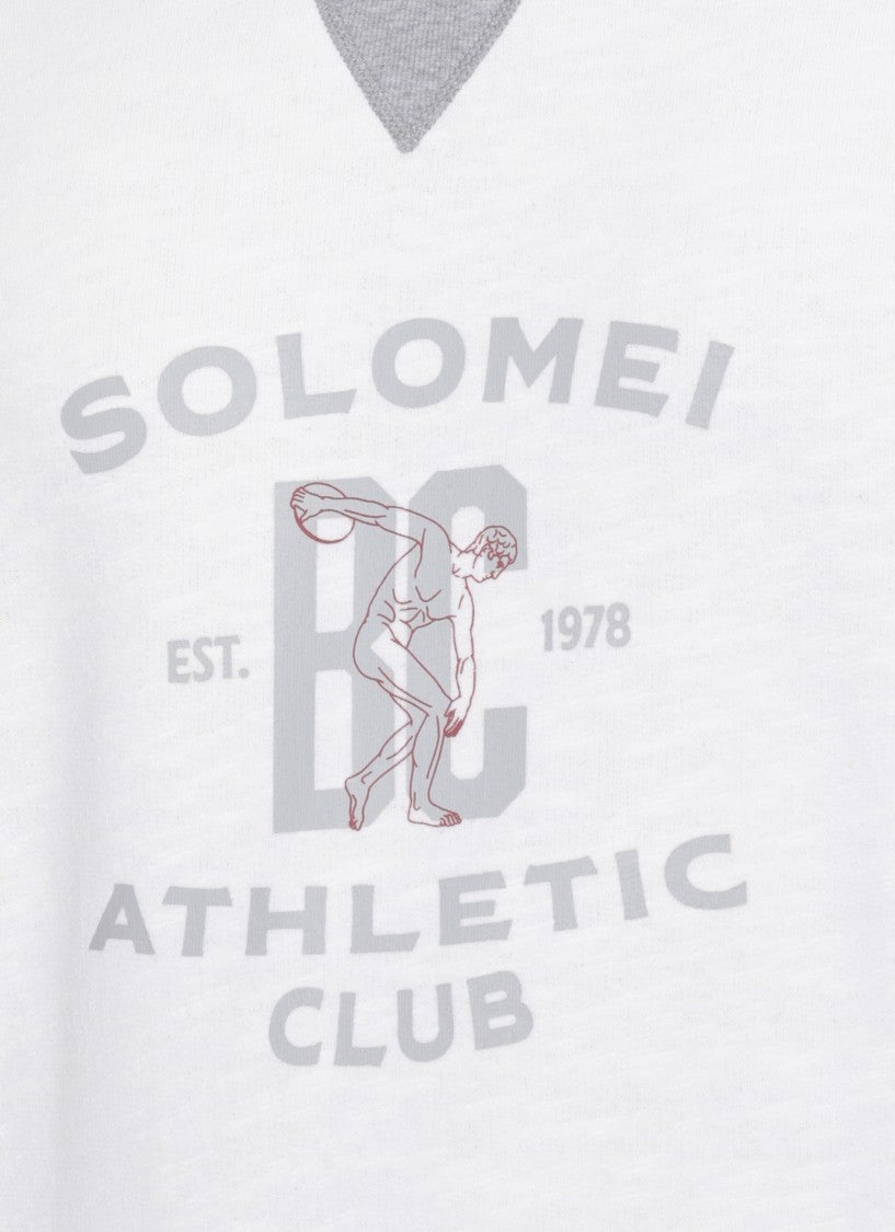 Brunello Cucinelli Ivory Logo Print Cotton T-Shirt