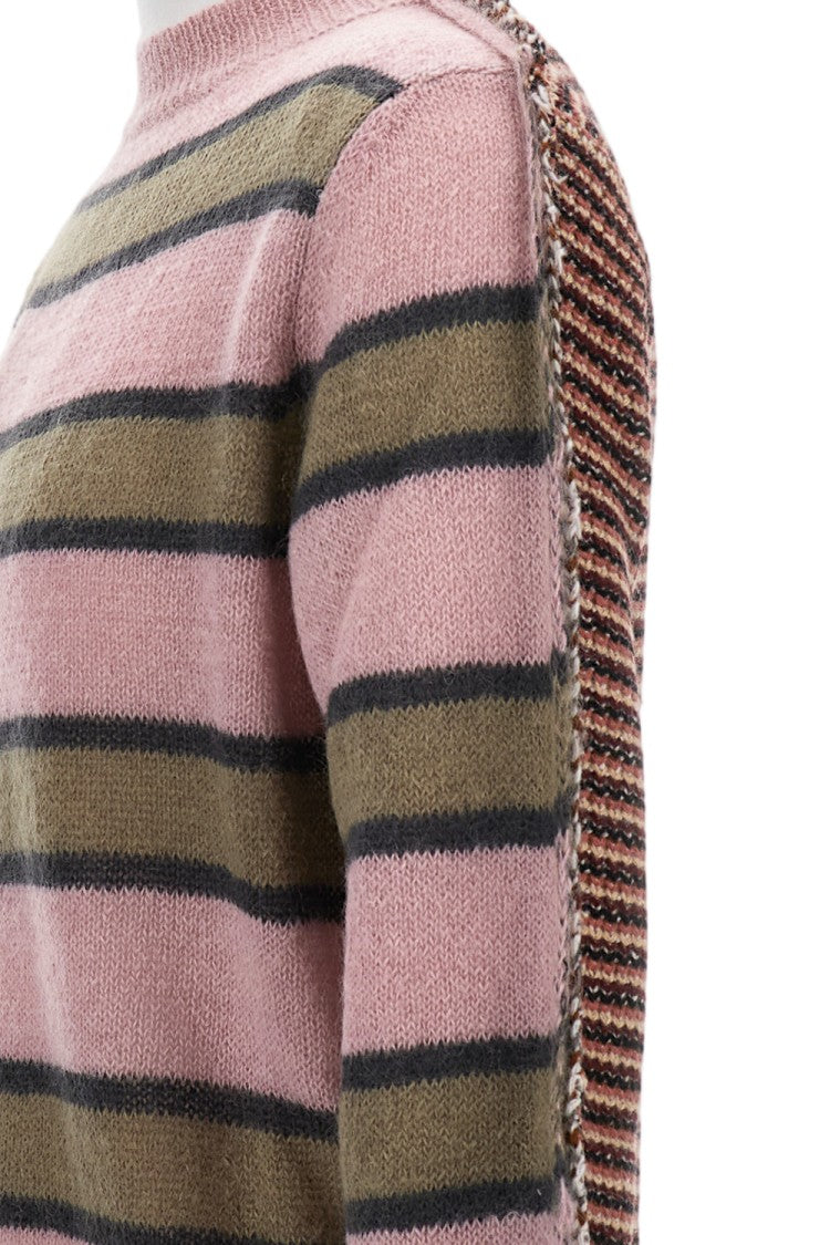 Marni Striped Oversized Wool Sweater With Textured Knit