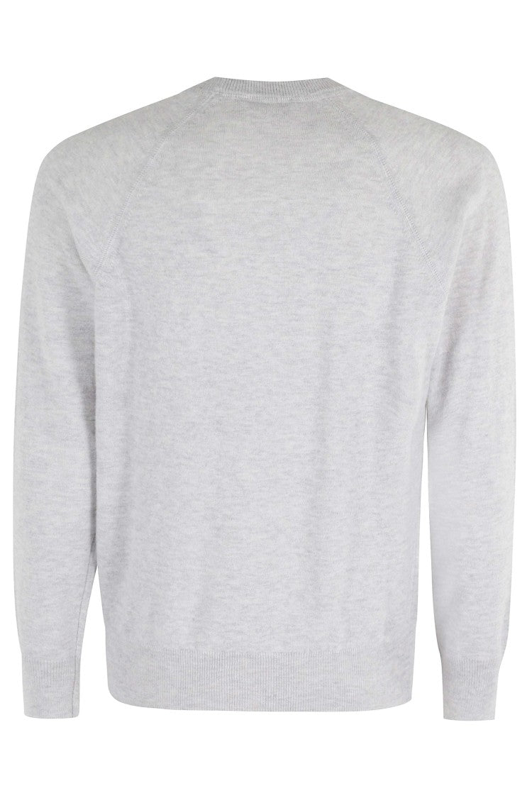 Kangra Long-Sleeve Crew Neck Sweater In Silver Wool