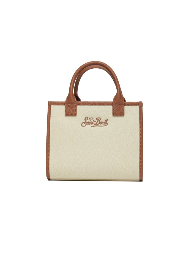 Mc2 Saint Barth Rectangular Cream Canvas Tote Bag