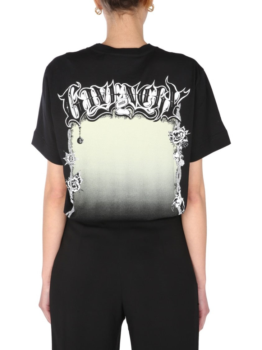 Givenchy Graphic Print Black Crew Neck T-Shirt