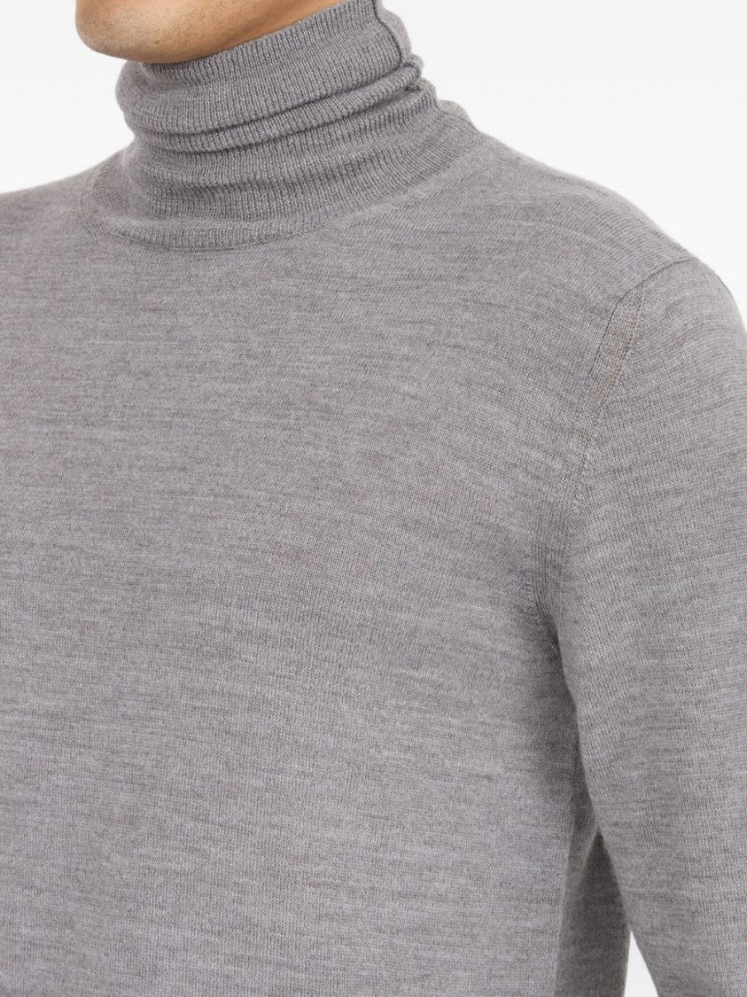 Mm6 By Maison Margiela Grey Turtleneck Sweater With Distinctive Elbow Patches