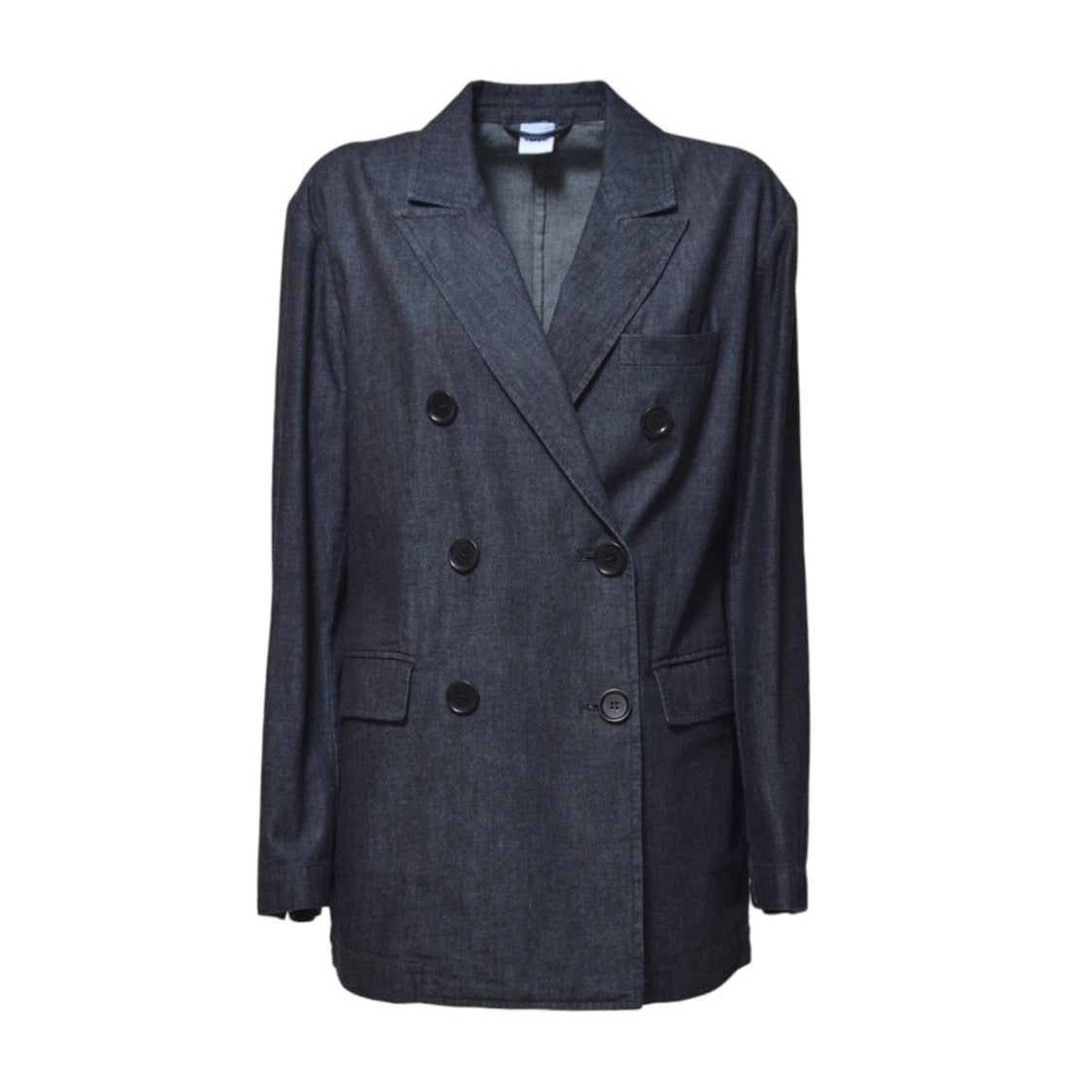 Aspesi Double Breasted Jacket In Blue Denim