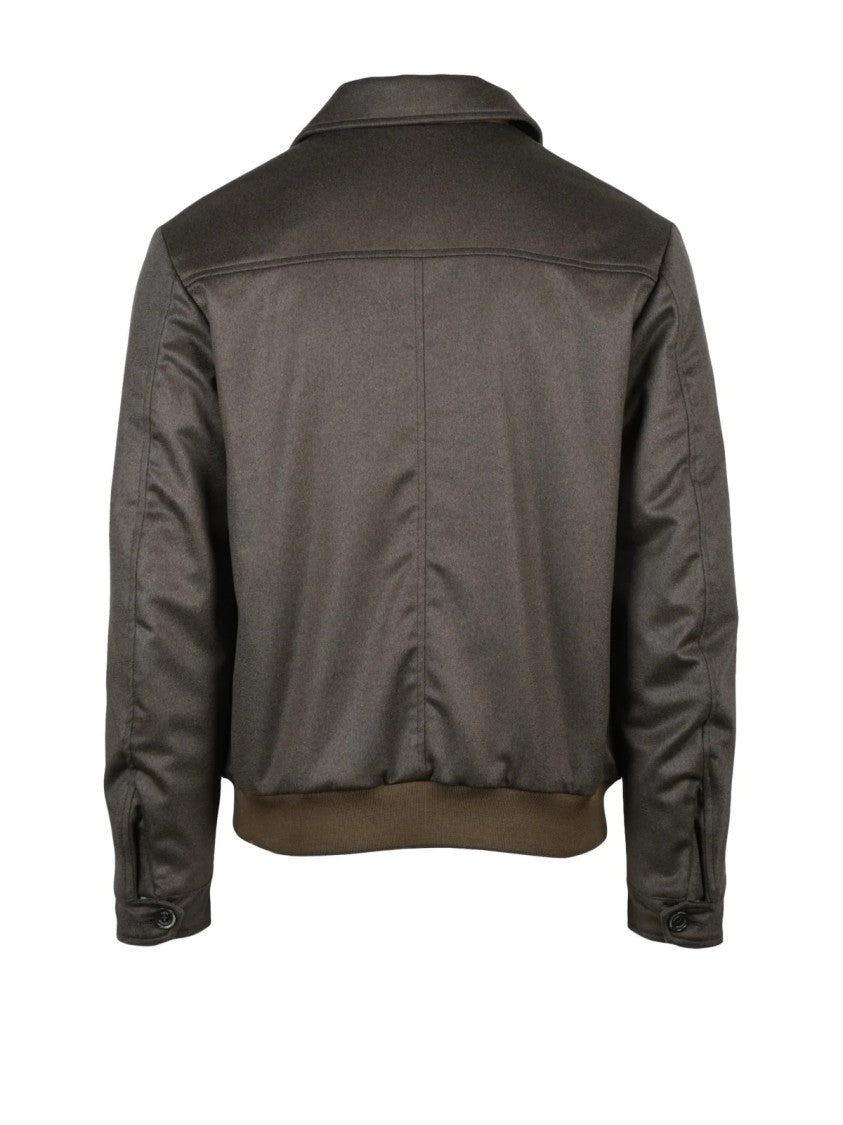 Luigi Borrelli Napoli Brown Cashmere Aviator Jacket