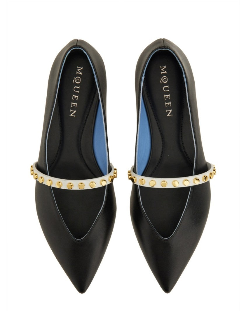 Alexander Mcqueen Leather Ballerina Flats With Pointed Toe