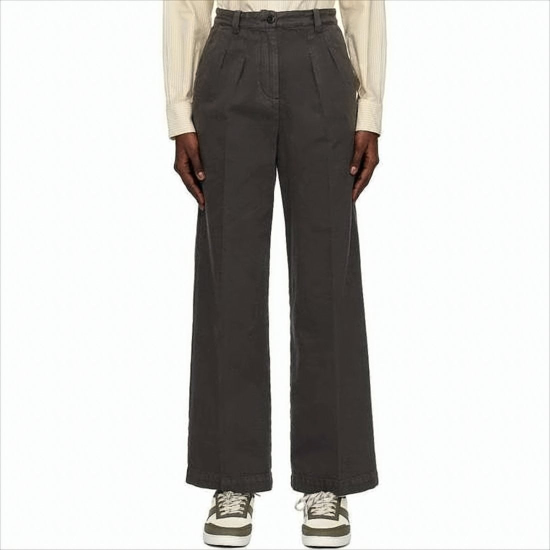 A.P.C. High Waist Straight Leg Pants In Smooth Cotton