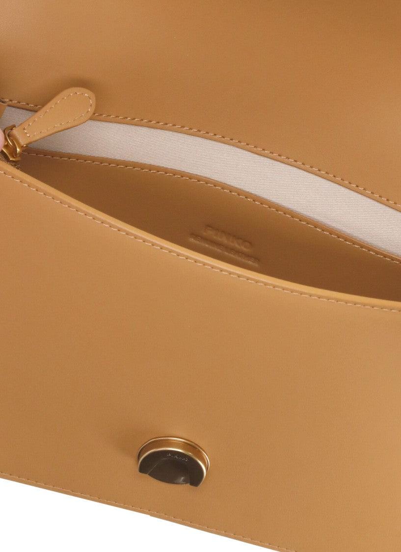 Pinko Brown Leather Shoulder Bag