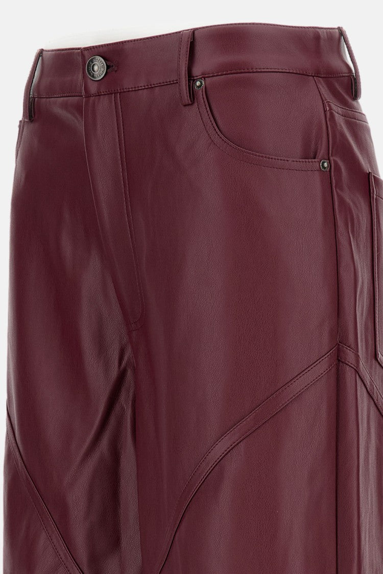 Rotate Birger Christensen Burgundy Leather Trousers With Pleats