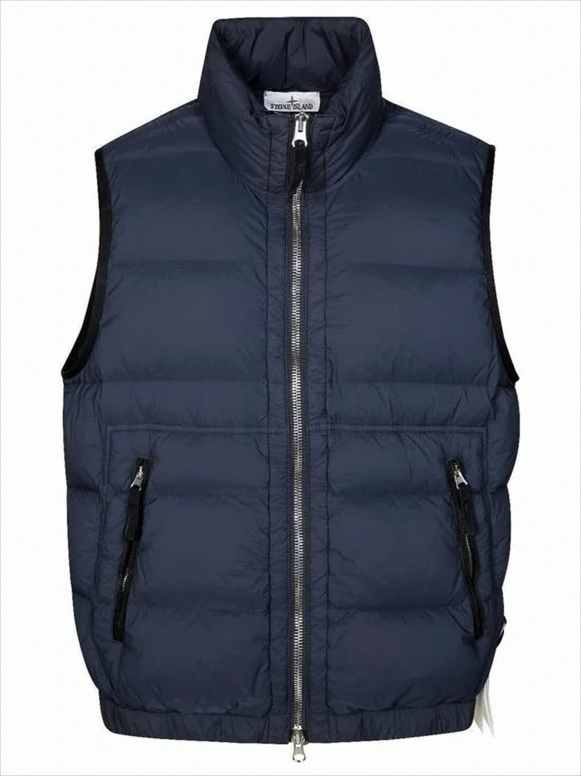 Stone Island Padded High Stand Collar Vest With Quilted Detailing